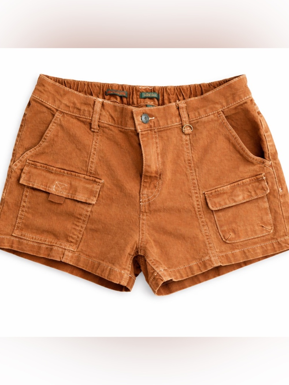 Wild Fable Cargo Shorts Womens 9 Brown Mid Rise Elastic Back - Utility Pockets